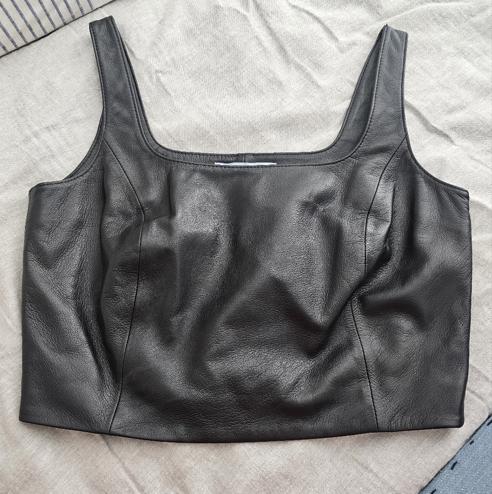 Black Leather Women's crop Top